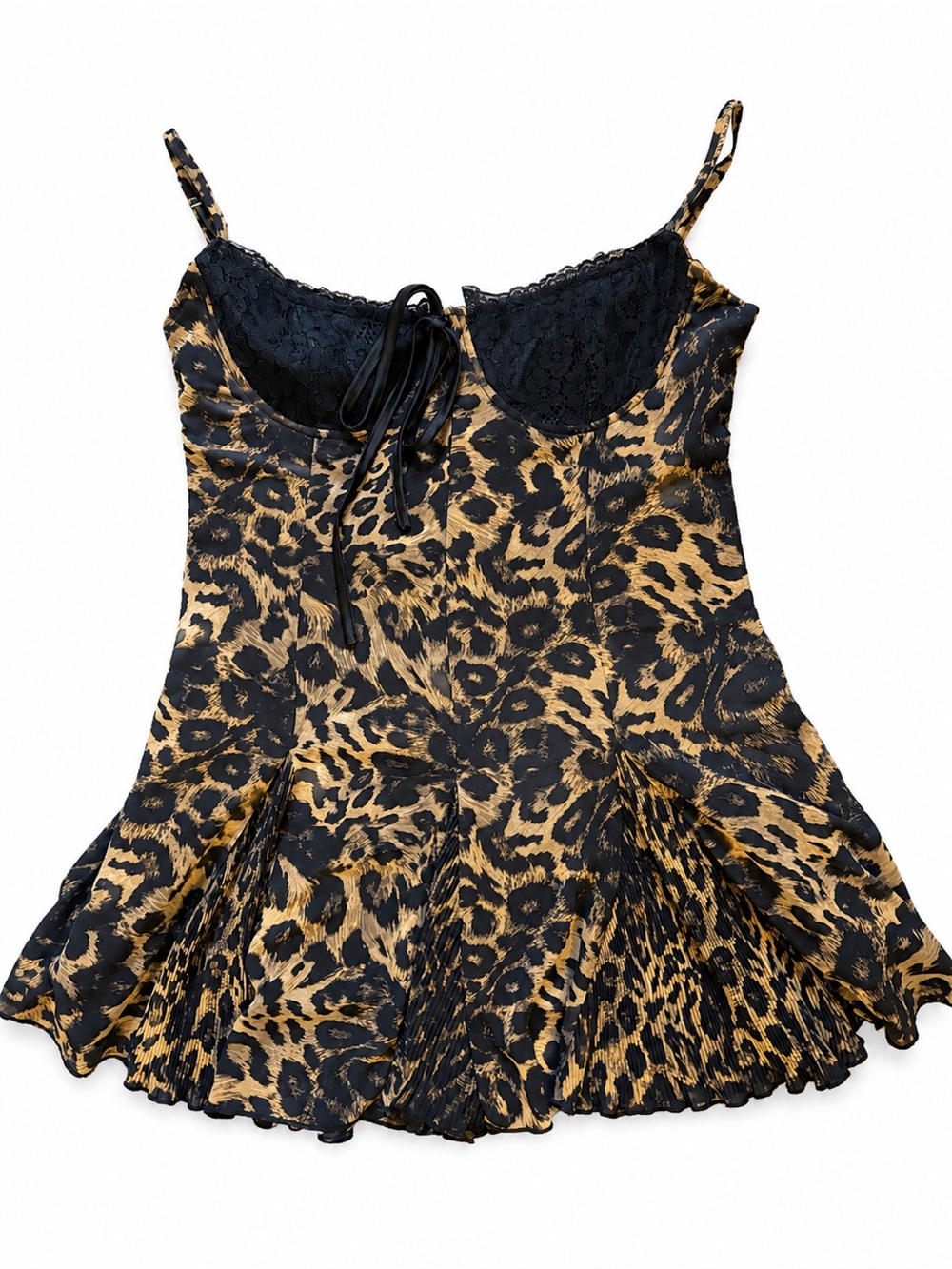 MURCI Leopard Print Lace-Up Babydoll Dress NWOT US 6 Y2K - Picture 2 of 4